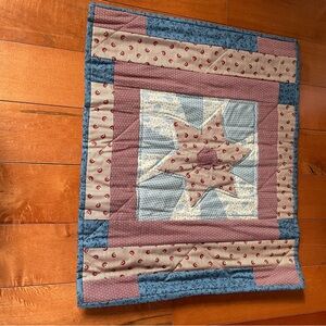 Handmade Star Patchwork wall decor Blue, Cream & Pink